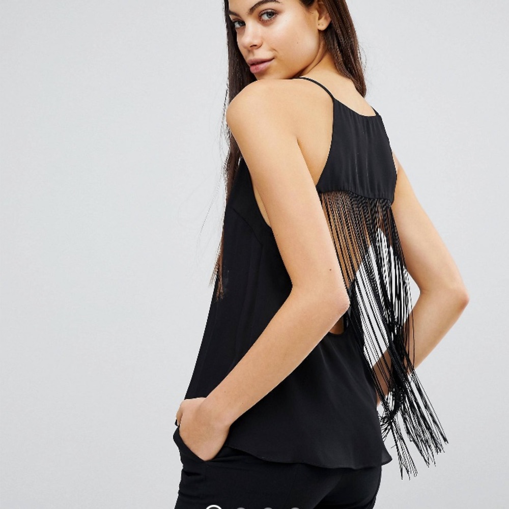 Low back fringe top
